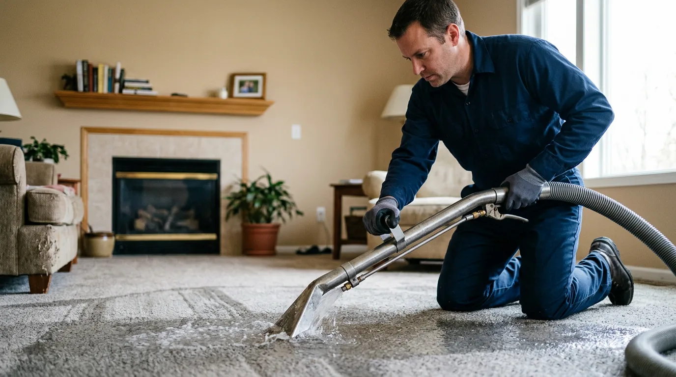 Water damage restoration technician working near Genesee Depot, WI